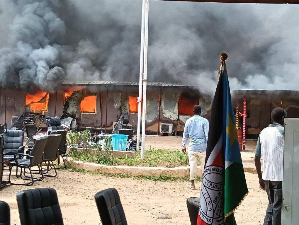 Wani Launches Investigation After Fire Erupts at SPLM Headquarters in Juba 2 495371163 1125118926326318 8084878789590397840 n